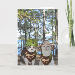 Carte Anniversaire Personnalisable Chasseur Funny Chats/