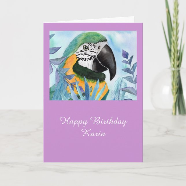 Carte Anniversaire personnalisable de perroquet (Devant)