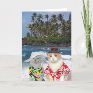 Carte Anniversaire personnalisable de Surfer Chats/Kitti