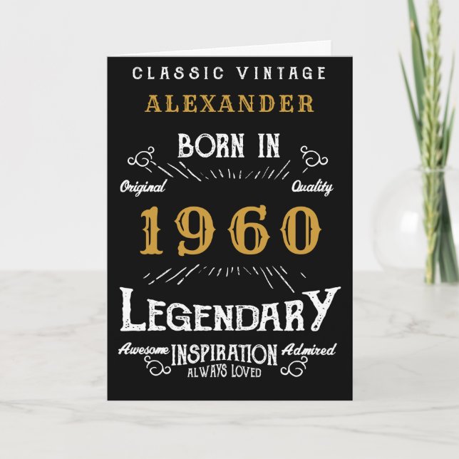 Carte Anniversaire personnalisé 1960 Ajouter votre nom L (Devant)
