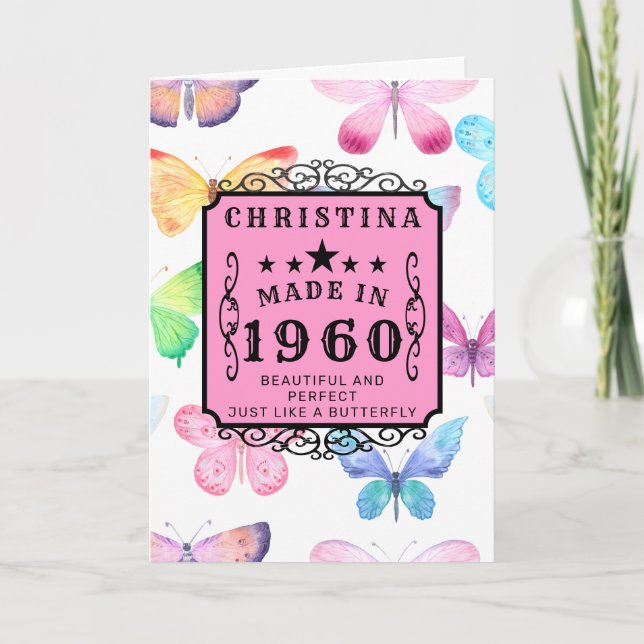 Carte Anniversaire personnalisé 1960 Papillon Ajouter vo (Devant)