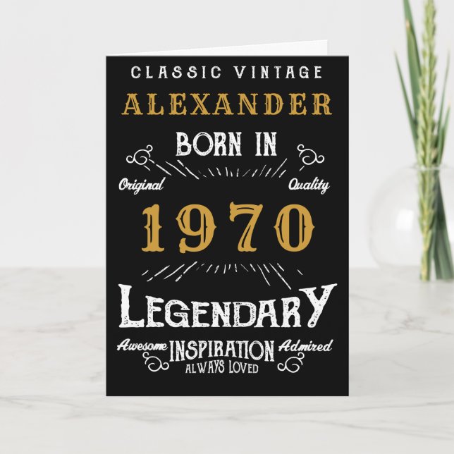 Carte Anniversaire personnalisé 1970 Ajouter Votre Nom L (Devant)