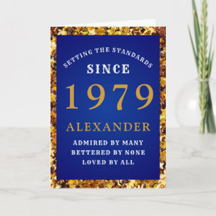 Carte Anniversaire personnalisé 1979 Blue Gold Parties s