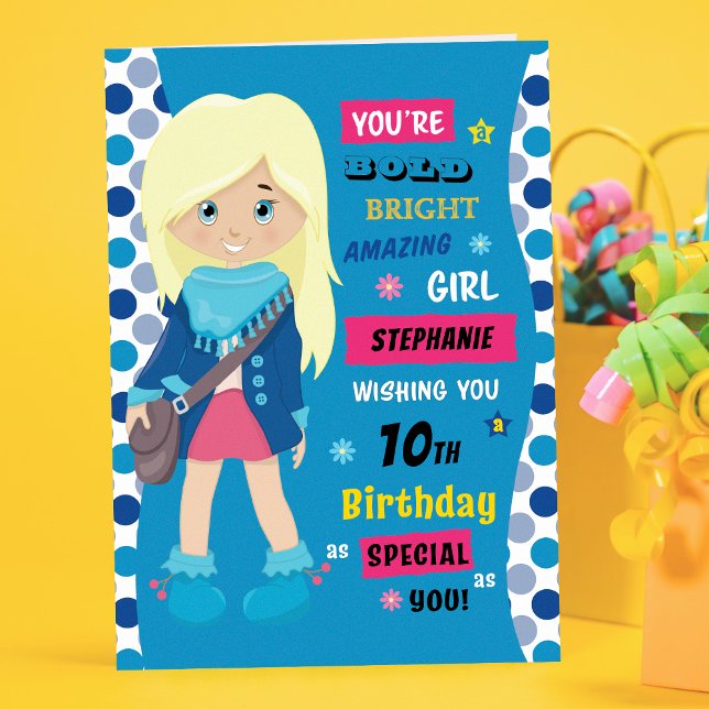 Carte Anniversaire personnalisé - Blonde Girl (Créateur téléchargé)