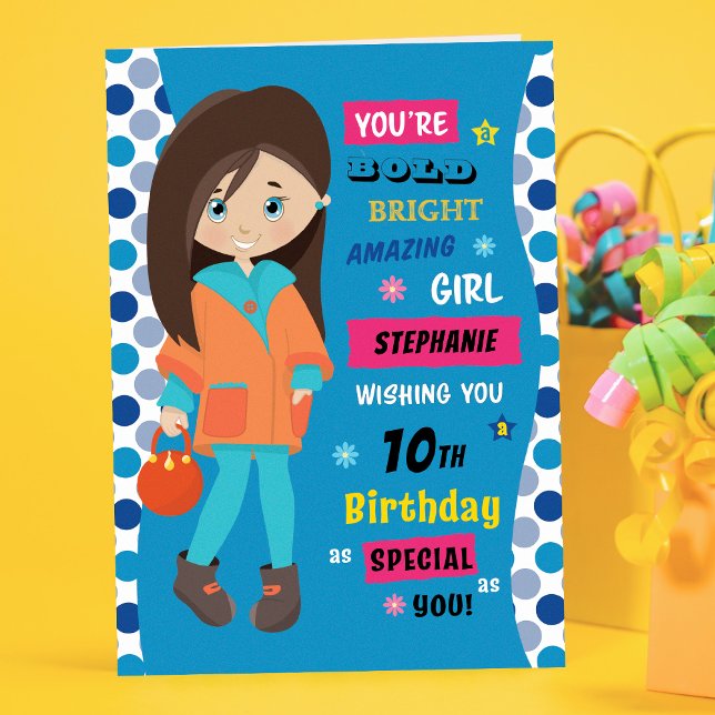 Carte Anniversaire personnalisé - Brunette Girl (Créateur téléchargé)