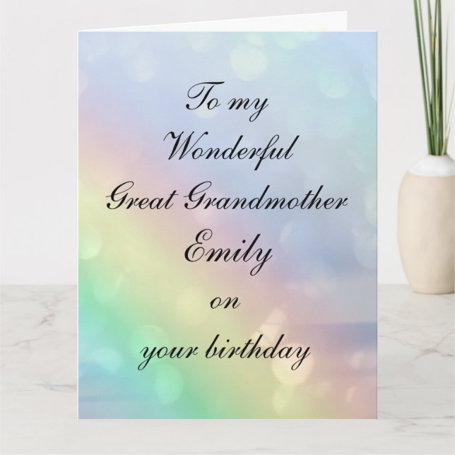 Carte Anniversaire personnalisé d'arrière grand-mère (Devant)