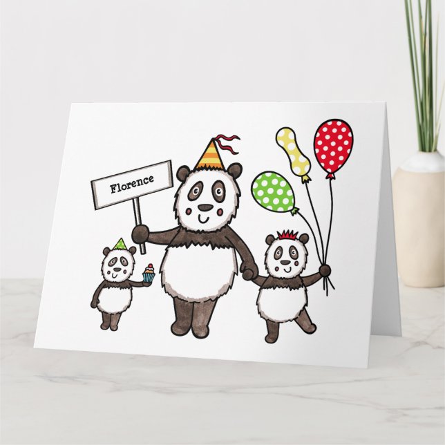 Carte Anniversaire personnalisé de la fête du Panda (Devant)