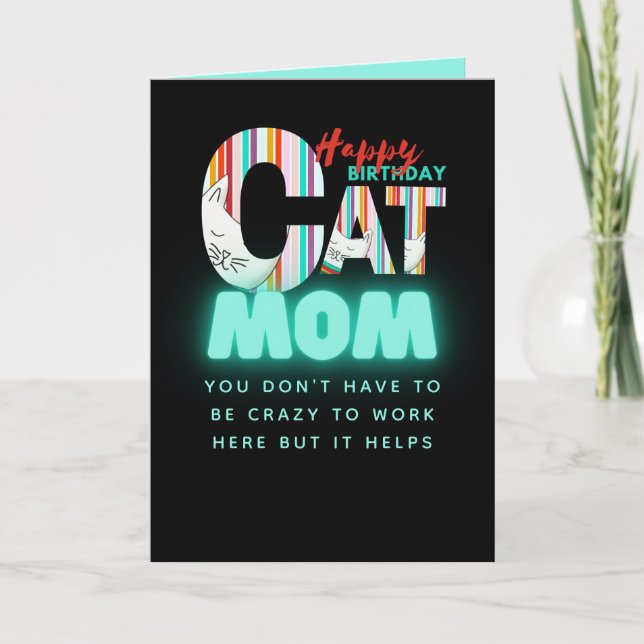Carte Anniversaire Personnalisé de Maman de Chat Moderne (Devant)