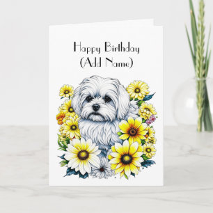Carte Anniversaire personnalisé de mignonne maltais