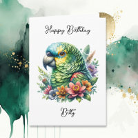 Anniversaire personnalisé de perroquet aquarelle