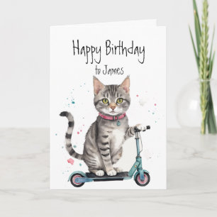 Carte Anniversaire Personnalisé Nom Fun Cute Cat Kick Sc