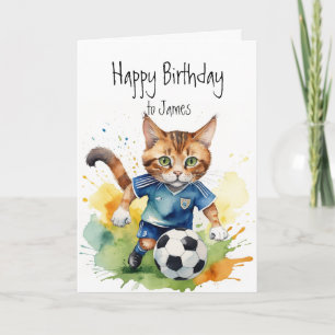 Carte Anniversaire Personnalisé Nom Fun Cute Chat jouant