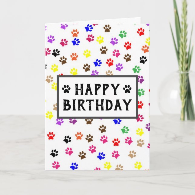 Carte Anniversaire Pet Papa Empreintes de pattes (Devant)
