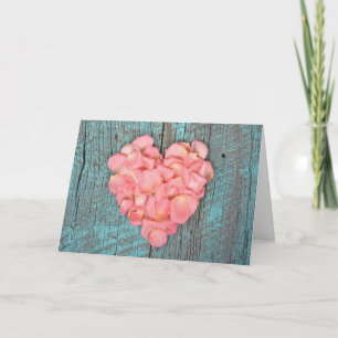 Carte Anniversaire Pétales Roses de Coeur Rose