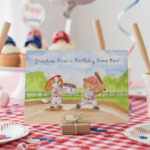 Carte Anniversaire Petit-Fils Baseball Ours & CKCS