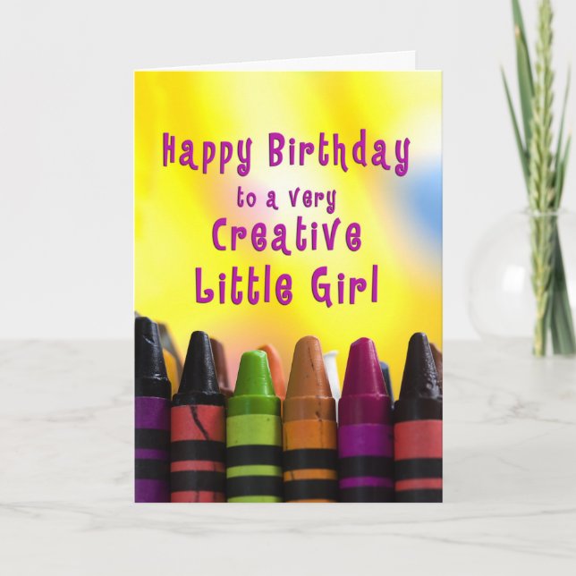 Carte Anniversaire Petite Fille Crayons créatifs (Devant)