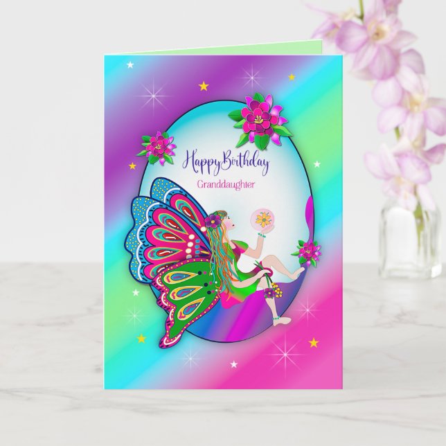 Carte Anniversaire Petite-fille Magique Papillon Fée (Orchidée)