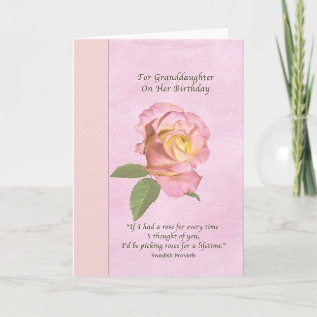 Carte Anniversaire, Petite-fille, Rose de la paix (Devant)