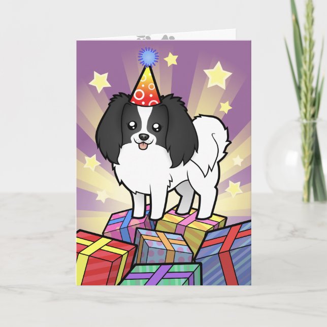 Carte Anniversaire Phalene / Chin japonais (Devant)