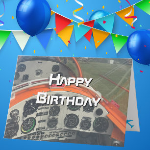 Carte Anniversaire Pilote avion photo cockpit Fun Aviati
