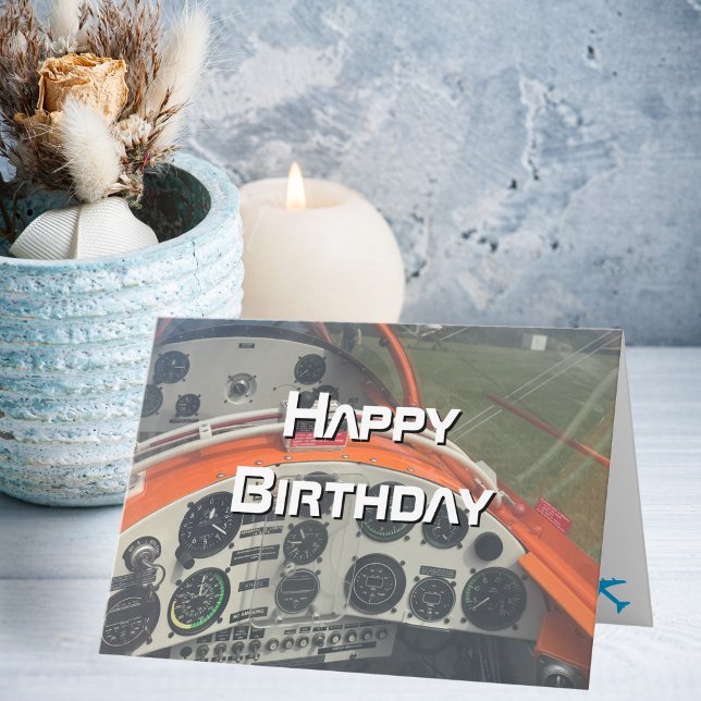Carte Anniversaire Pilote avion photo cockpit Fun Aviati (Créateur téléchargé)
