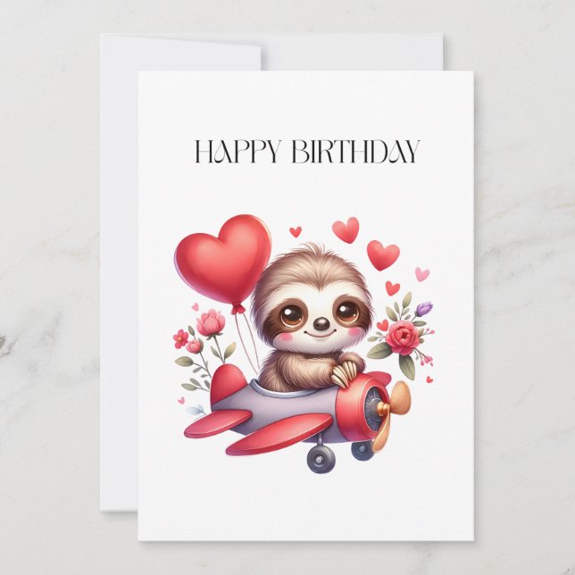 Carte Anniversaire Pilote Paresseux (Devant)