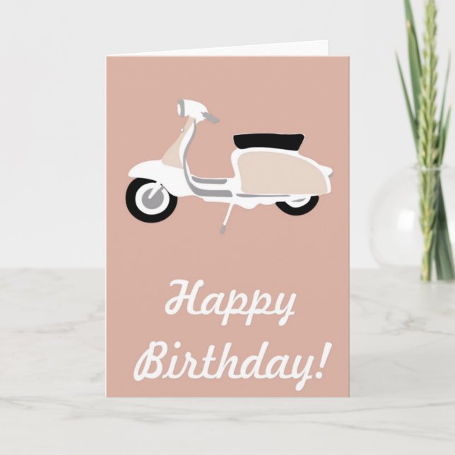 Carte Anniversaire Pink Retro Scooter (Devant)