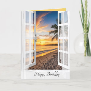 Carte Anniversaire Plage Tropicale Lever de soleil dans 