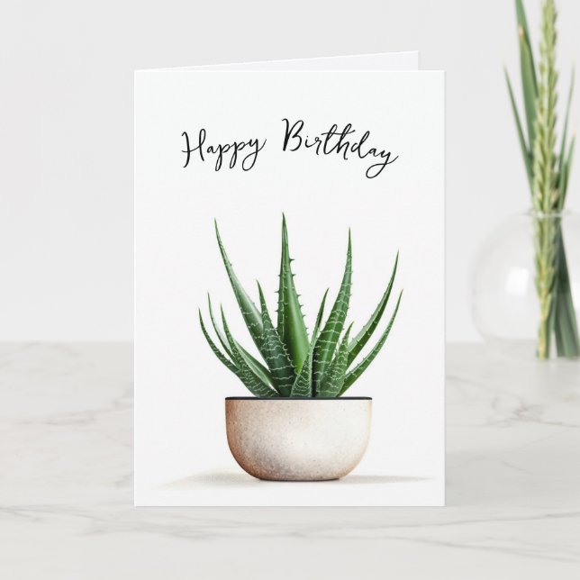 Carte Anniversaire Plante Succulent en Pot (Devant)