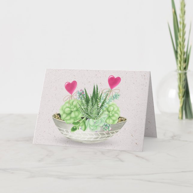 Carte Anniversaire Plante succulent sur Terrazzo (Devant)