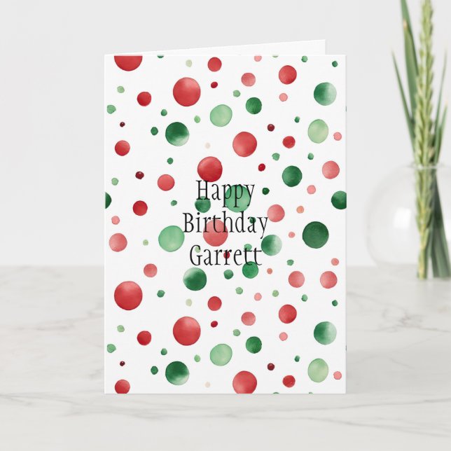 Carte Anniversaire Points Rouges Blancs Verts (Devant)