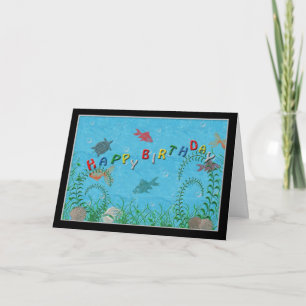 Carte Anniversaire,, Poisson nageant dans le réservoir