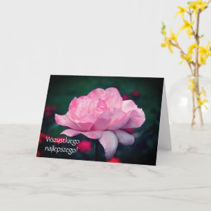 Carte Anniversaire polonais Sto Lat Rose Rose Floral 