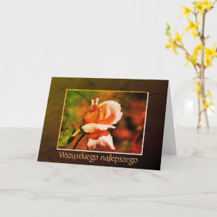 Carte Anniversaire polonais Sto Lat Rosebud Art Floral
