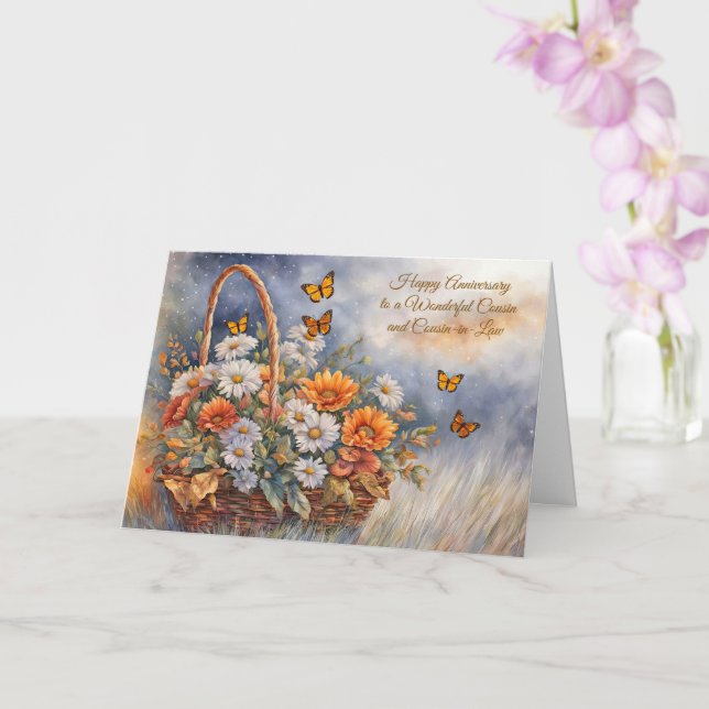 Carte Anniversaire pour Cousin et Femme ou Mari (Orchidée)