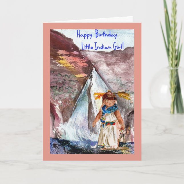 Carte Anniversaire pour la petite fille indienne (Devant)