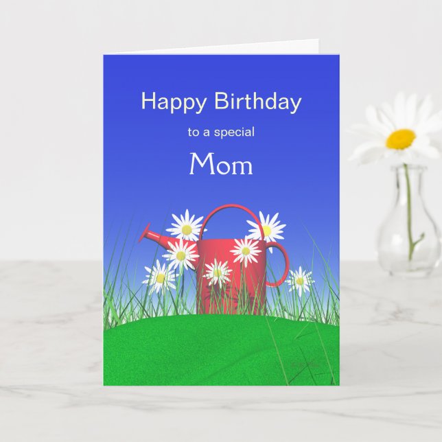 Carte Anniversaire pour maman Daisies et arrosage (Petite plante)