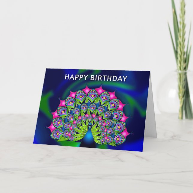 Carte Anniversaire Pour Son Beau Peacock Coloré (Devant)