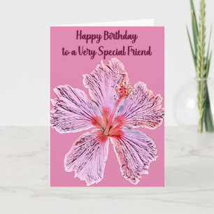 Carte Anniversaire pour un ami avec Hibiscus numérique