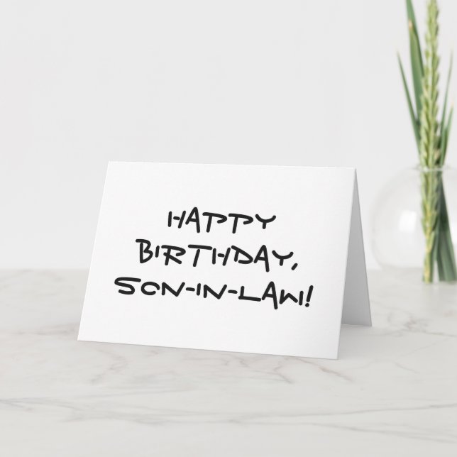 Carte Anniversaire pour un gendre, lettres noires sur bl (Devant)