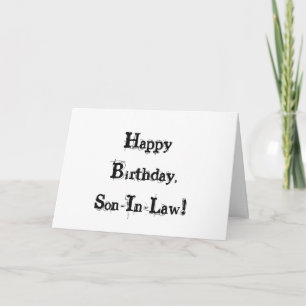 Carte Anniversaire pour un gendre, lettres noires sur bl
