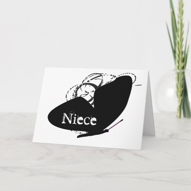 Carte Anniversaire pour une nièce, gros papillon noir, t (Devant)