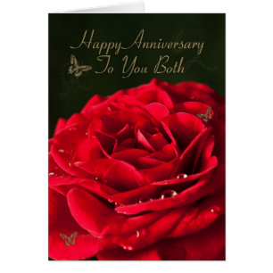 Carte Anniversaire pour vous deux, une rose rouge 