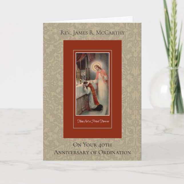 CARTE ANNIVERSAIRE PRÊTRE ORDINATION CHALICE HÔTE (Devant)