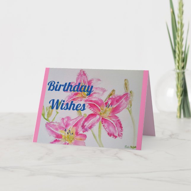 Carte Anniversaire Pretty Pink Lily (Devant)