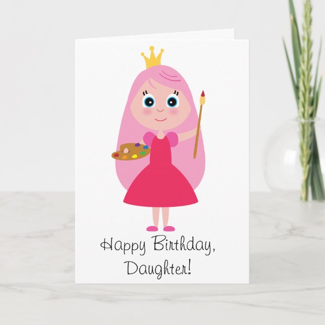 Carte Anniversaire Princesse Artiste fille (Devant)