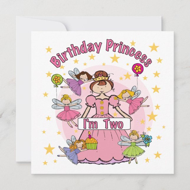 Carte Anniversaire Princesse Je suis deux t-shirts et ca (Devant)