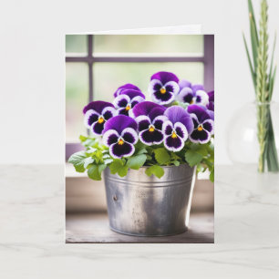 Carte Anniversaire Purple Pansy Bouquet