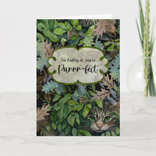Carte Anniversaire Purr-fect Chat et Collage Feuille