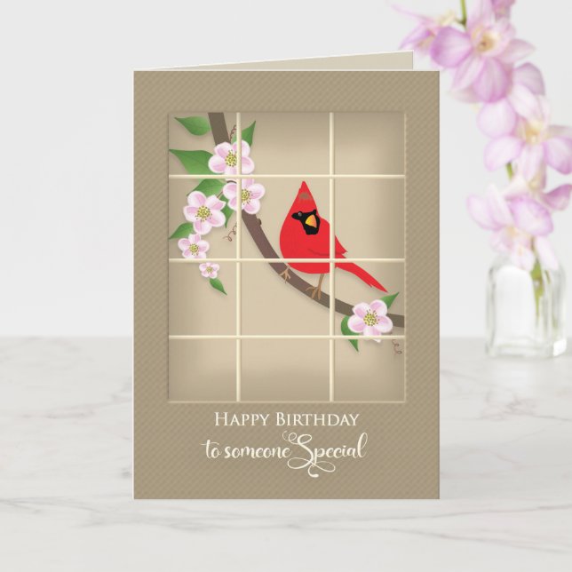Carte Anniversaire, Quelqu'Un Spécial, Cardinal Rouge/Fl (Orchidée)